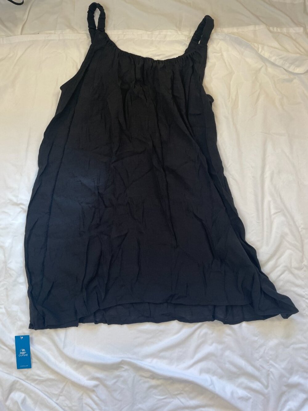 Cupshe Black Loose Scoop Neck Mini Cover-Up Medium - Picture 3 of 6